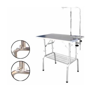 Topmast Grooming Table Stainless Steel Adjustable Height + Grooming Arm 110 x 60 cm