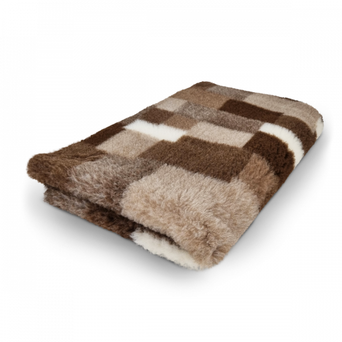 Vet Bed - Patchwork - Taupe Brown Cream - Non Slip - 150 x 100 cm