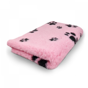 Vet Bed - Pink & Black Paws - Non Slip - 75 x 50 cm