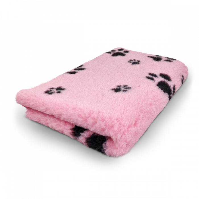 Vet Bed - Pink & Black Paws - Non Slip - 100 x 75 cm