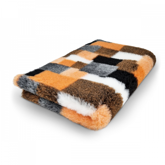 Vet Bed - Patchwork - Orange Black White - Non Slip - 150 x 100 cm