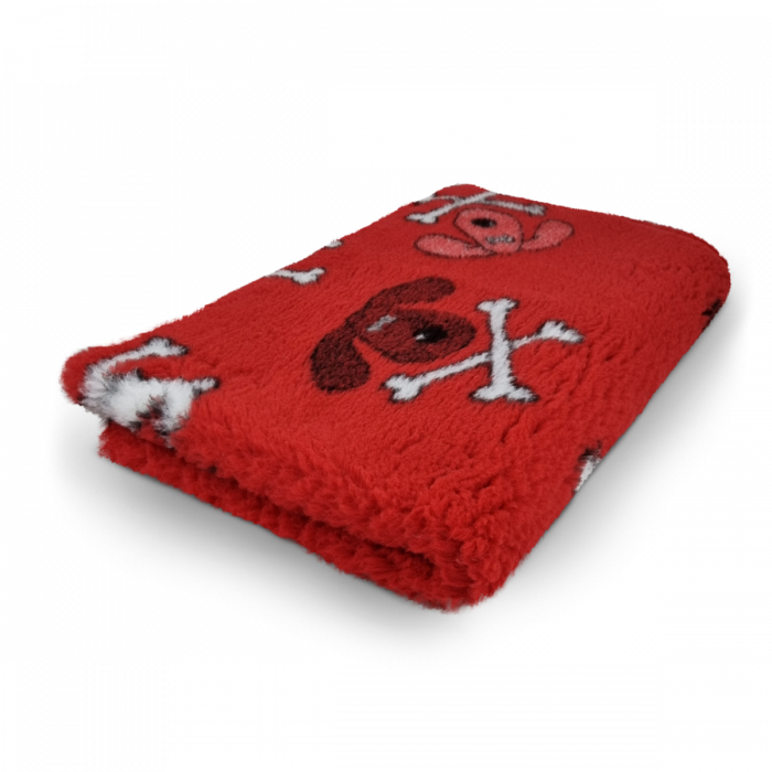 Vet Bed - Crossbones - Red - Non Slip - 75 x 50 cm