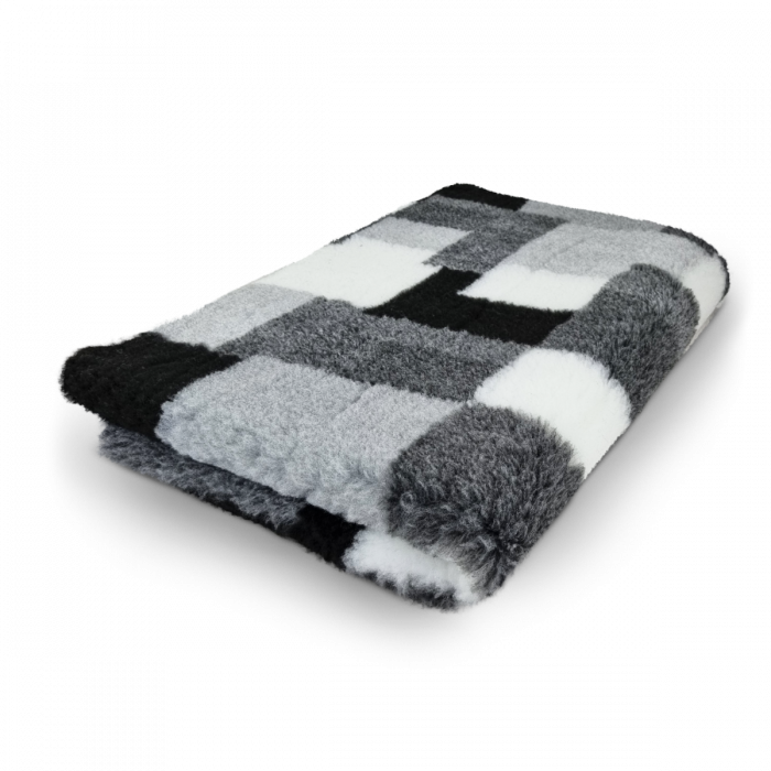 Vet Bed - Patchwork - Black Gray Anthracite White - Non Slip - 75 x 50 cm