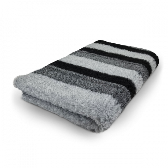 Vet Bed - Stripes 3 Color - Gray Black - Non Slip - Roll 10 Meters