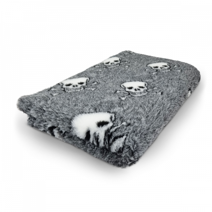 Vet Bed - Skulls Gray White - Non Slip - 150 x 100 cm