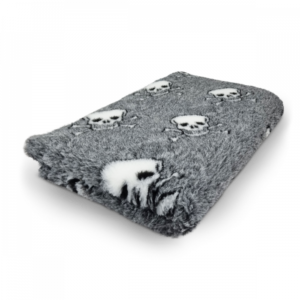 Vet Bed - Skulls Gray White - Non Slip - 100 x 75 cm