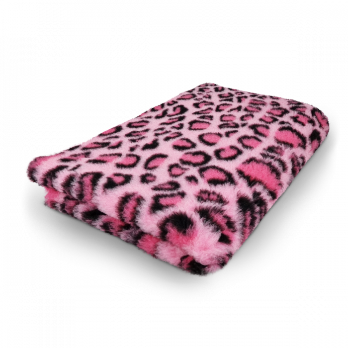 Vet Bed - Leopard - Pink - Non Slip - 100 x 75 cm