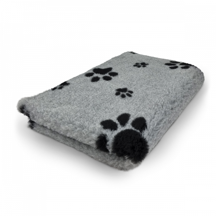 Vet Bed - Gray Black Paws - Non Slip -100 x 75 cm