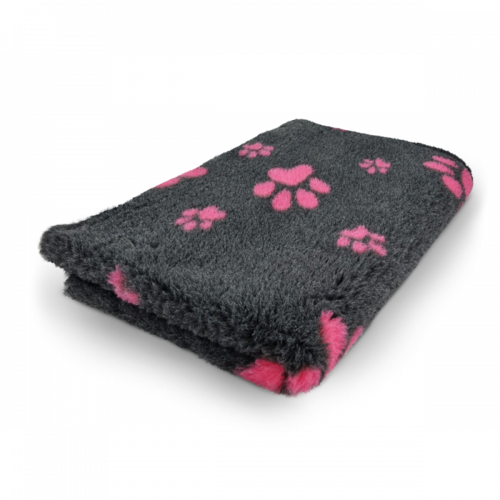 Vet bed - Big & Small Paws - Anthracite Fuchsia - Non Slip - 150 x 100 cm