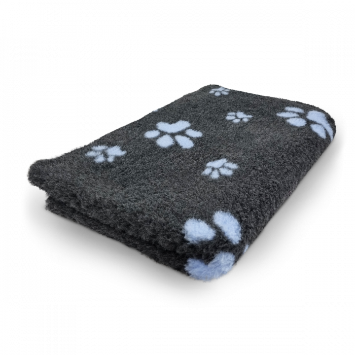 Vet Bed - Big and Small Paws - Anthracite & Light Blue - Roll 10 Meter 150 cm Wide