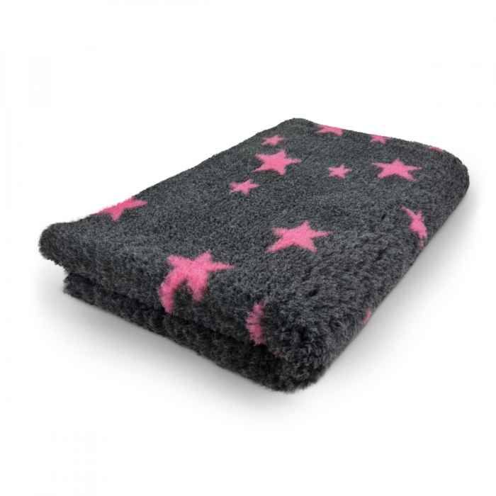 Vet bed - Stars - Anthracite Cerise - Non Slip - 100 x 75 cm