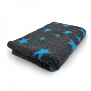 Vet Bed Stars - Anthracite & Blue - Non-slip Dog Mat - 150 x 100 cm