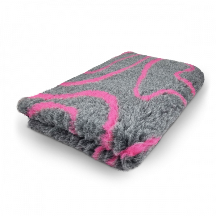 Vet Bed - Waves - Anthracite Cerise - Non Slip - 100 x 75 cm