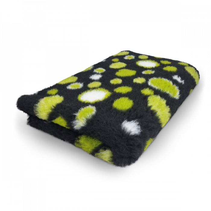 Vet Bed - Circles - Black Green White - Non Slip - Roll 10 Meters