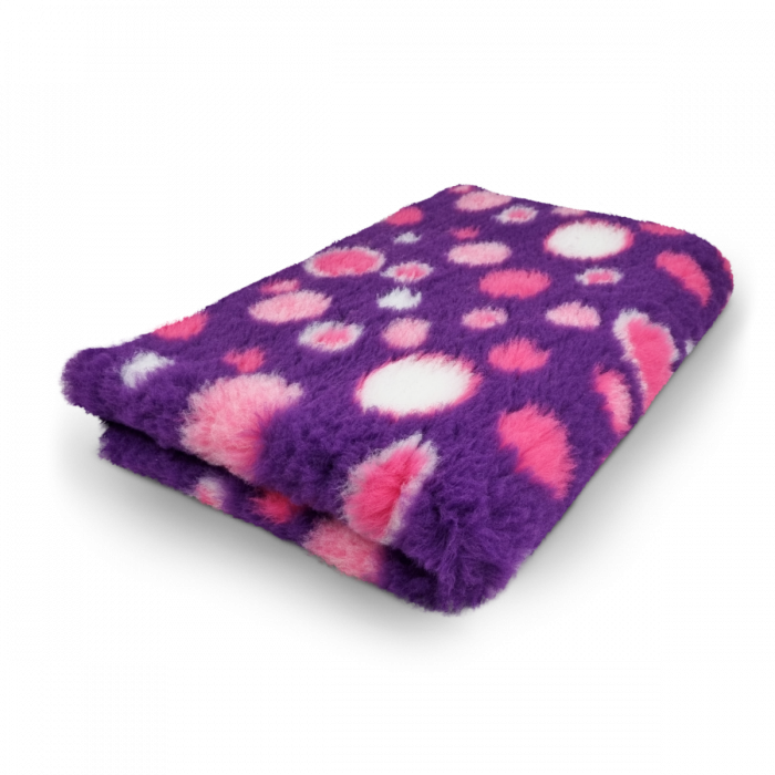 Vet Bed - Circles - Purple Fuchsia White - Non Slip - 100 x 75 cm
