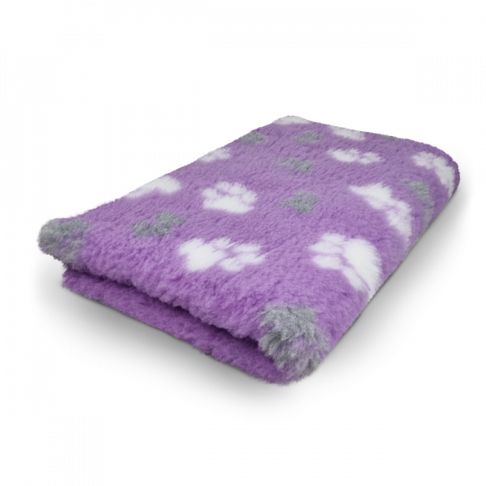 Vet Bed - 3 Color Paws - Lilac Gray White - Non Slip - 150 x 100 cm