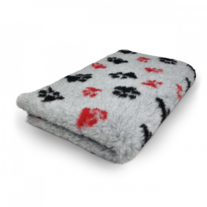 Vet Bed - 3 Color Paws - Gray Black Red - Non Slip - 75 x 50 cm