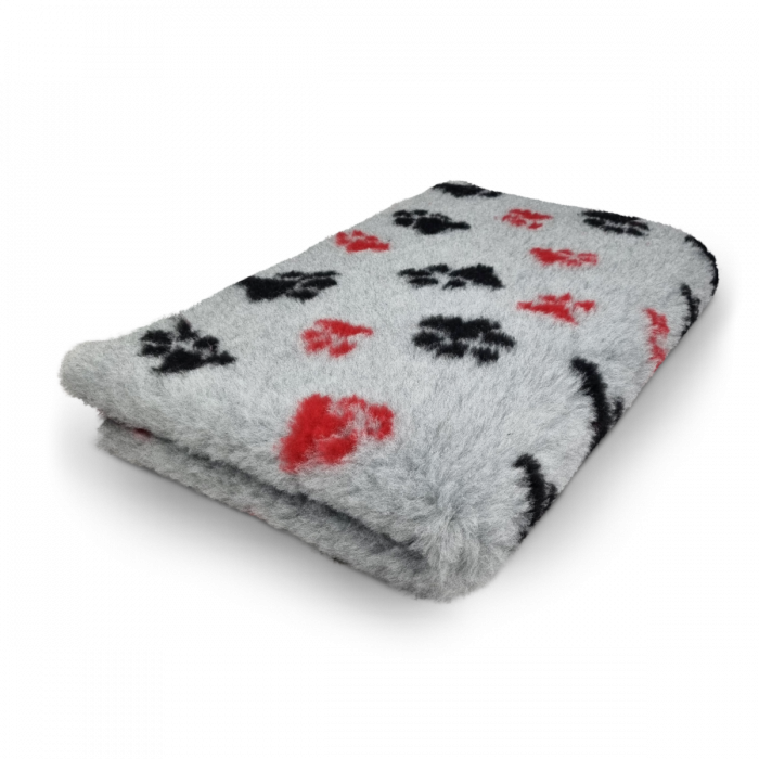 Vet Bed - 3 Color Paws - Gray Black Red - Non Slip - 100 x 75 cm