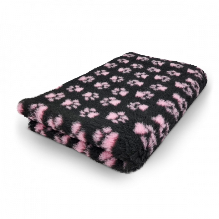 Vet Bed - Black & Pink Paws - Non Slip - 75 x 50 cm