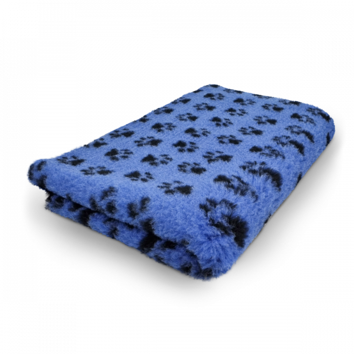 Vet Bed - Cobalt Blue Black Paws - Non Slip - Roll 10 Meters