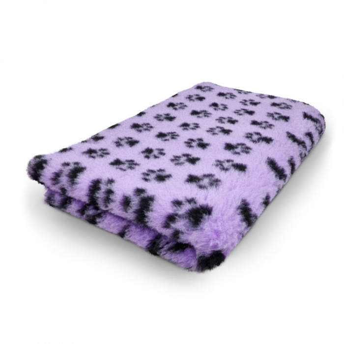 Vet Bed - Lilac & Black Paws - Non Slip - 100 x 75 cm