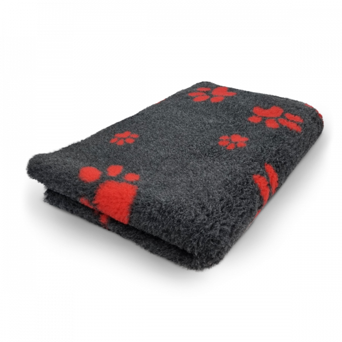Vet bed - Big & Small Paws - Anthracite Red - Non Slip - 75 x 50 cm