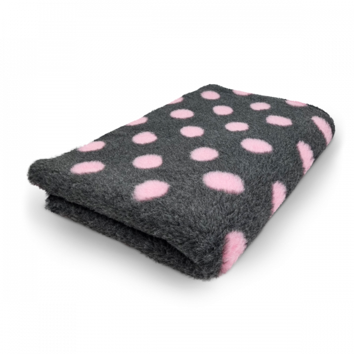 Vet Bed - Dots Anthracite Pink - Non Slip - 150 x 100 cm
