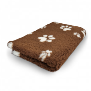 Vet Bed - Brown White Paws - Non Slip - 100 x 75 cm