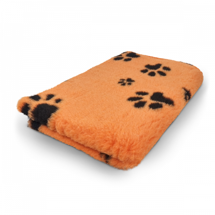 Vet Bed - Orange Black Paws - Non Slip - 150 x 100 cm