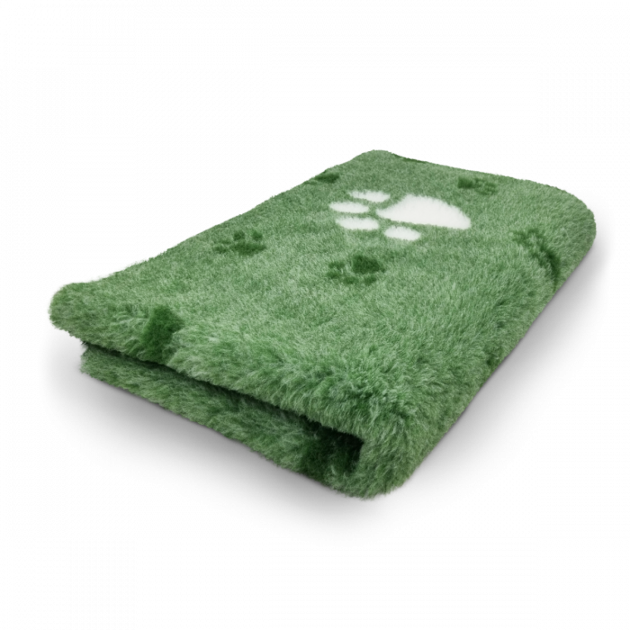 Vet Bed 3 Color Big Paw - Green & White - Anti-slip Dog Mat - 100 x 75 cm