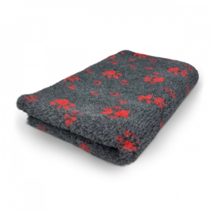 Vet Bed - Anthracite with small Red Paws - Non-slip Dog Mat - 100 x 75 CM