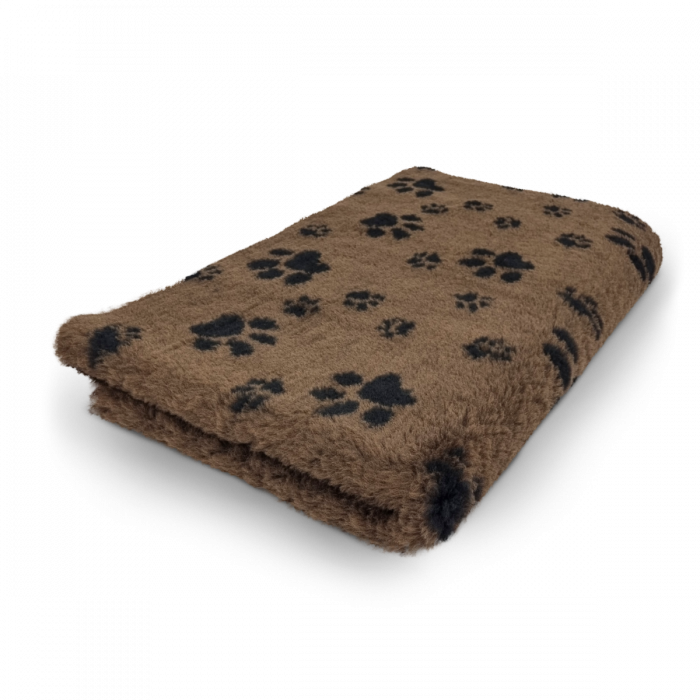 Vet Bed - Brown with Black Paws - Non-slip Dog Mat - 100 x 75 CM