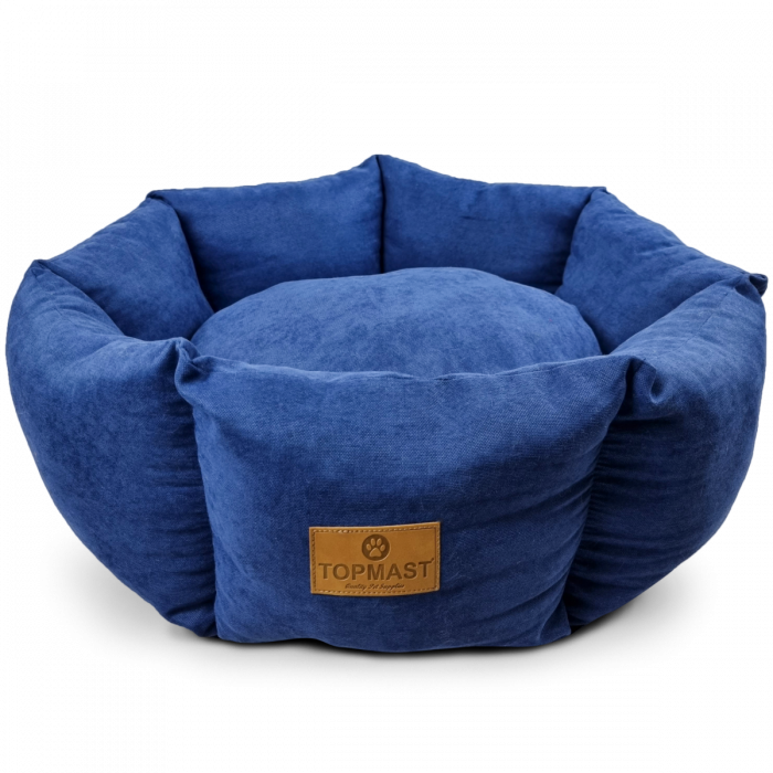 Topmast Dog Bed ComfyNest - 62 cm - Blue - Polyester Velours