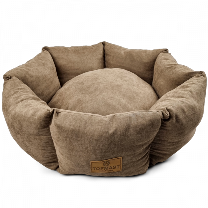 Topmast Dog Bed ComfyNest - 62 cm - Light Brown - Polyester Velours