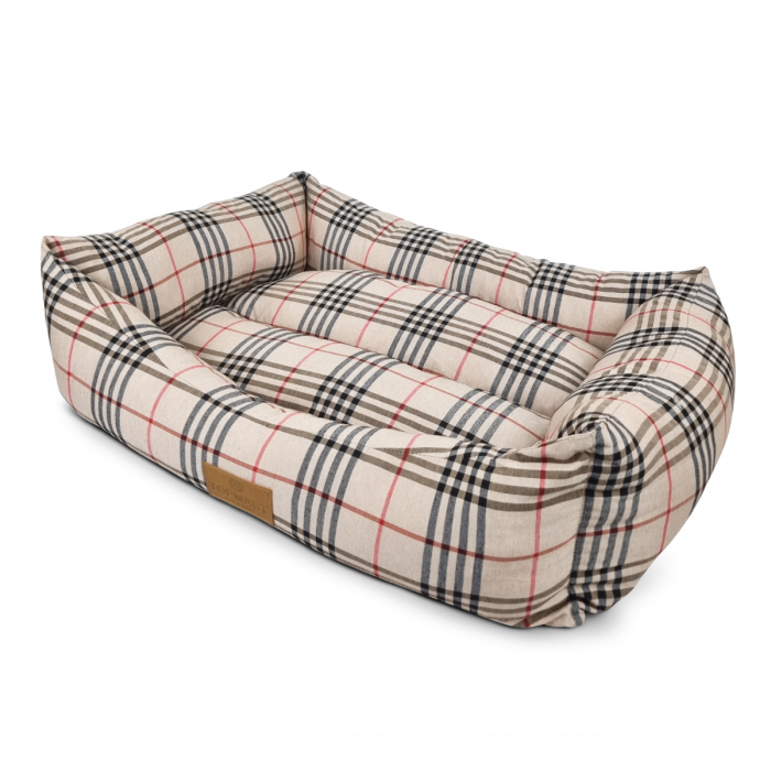 Topmast Dänish Dog Bed - Tartan Beige - XL - 95 x 70 x 22 cm