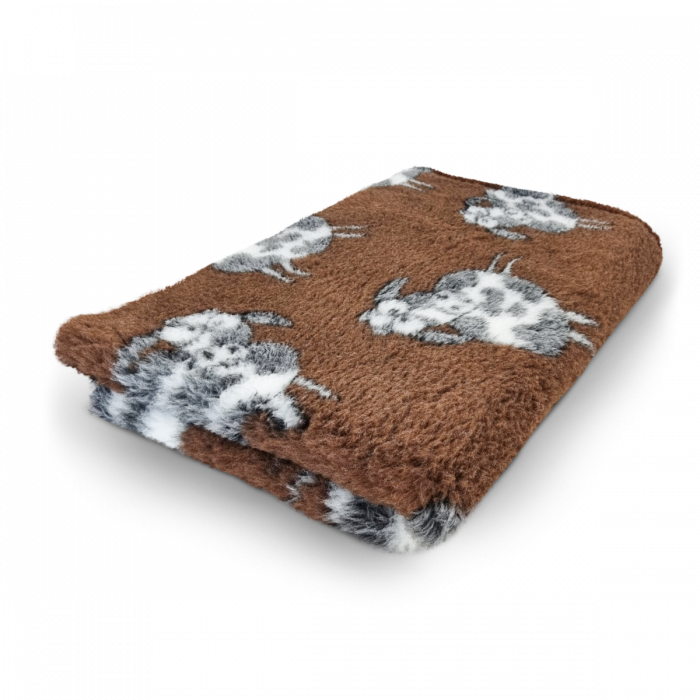 Vet Bed Farm Animals - Woolly Cow - Anti-slip Dog Mat - 10 Meter Roll - Brown
