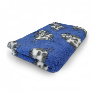 Vet Bed Farm Animals - Woolly Cow - Anti-slip Dog Mat - 100 x 75 cm - Blue