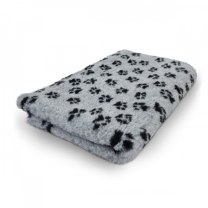 Vet Bed - Gray with small Black Paws - Non-slip Dog Mat - 150 x 100 CM