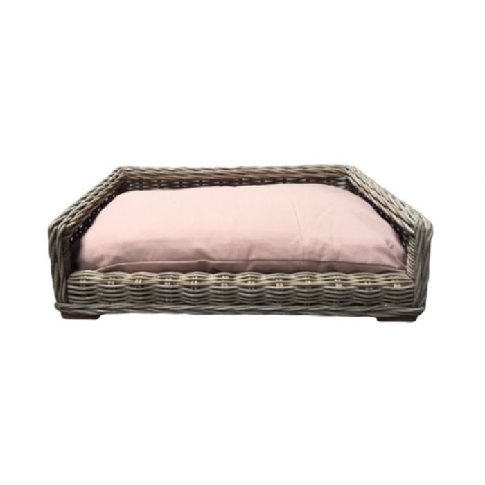 KUBU Dogbed Rattan Rectangle - 96 x 67 cm + Taupe Brown Cushion