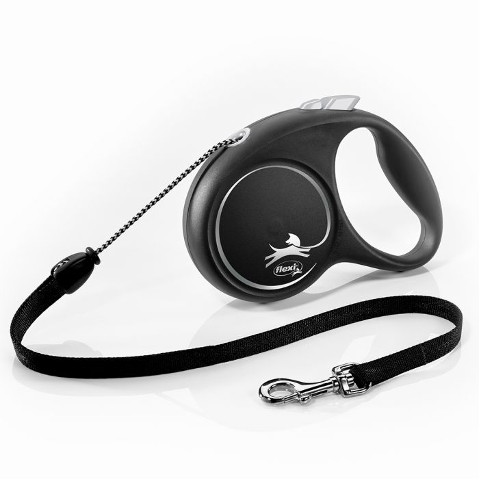 Flexi Retractable Line Black Design - Up to 20 KG - Cord - 5 Meters - Black & Silver