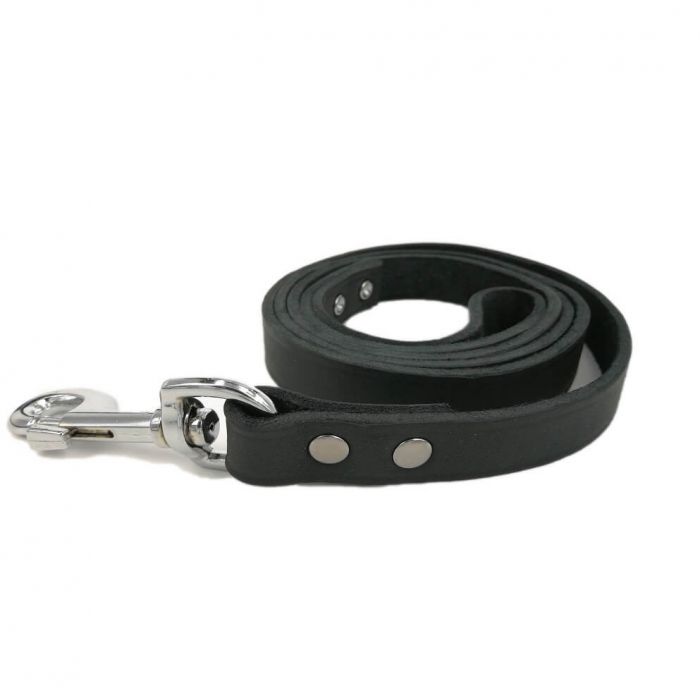 Topmast Dog Leash Training Leash Adjustable Greased Leather Oiled - black 12 mm - 240 cm