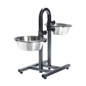 Topmast Adjustable Feeding Stand + 2 Stainless Steel Bowls 21cm Anthracite - U shape