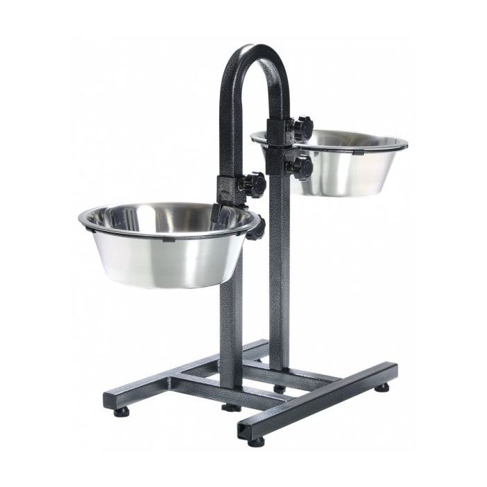 Topmast Adjustable Feeding Stand + 2 Stainless Steel Bowls 21cm Anthracite - U shape