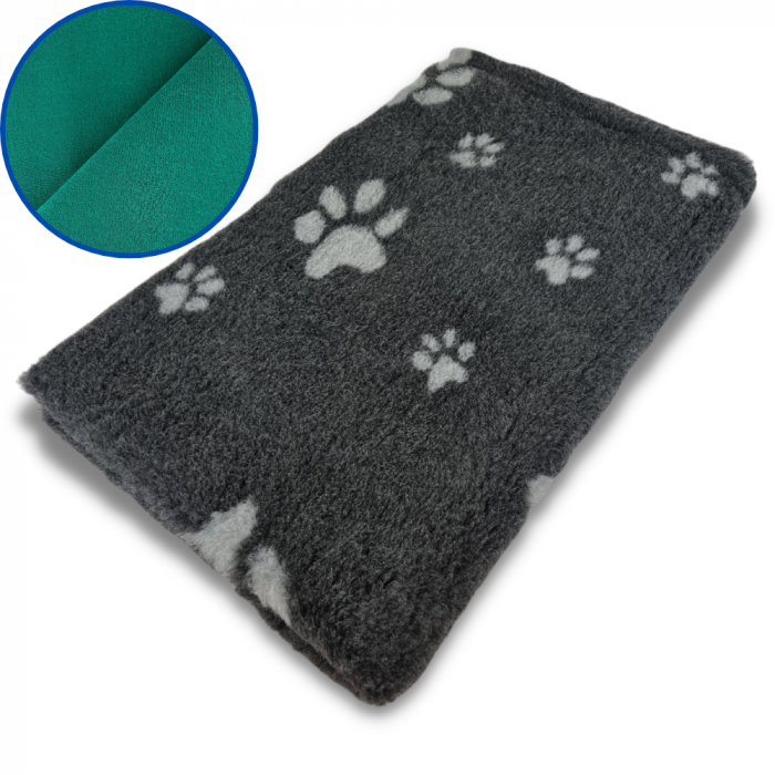 Roll 10 Mtr. Vet Bed Anthracite + Paws Green Backing 22mm