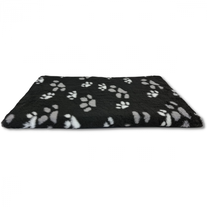 Topmast Dog Cage Cushion Teddy Velboa Black + Paws - 60 x 45 cm