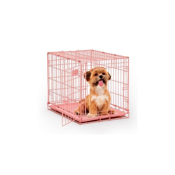Topmast Dog Cage - Pink - 51 x 31 x 36 cm | Metal Tray
