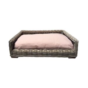 KUBU Dogbed Rattan Rectangle - 115 x 80 cm + Taupe Brown Cushion