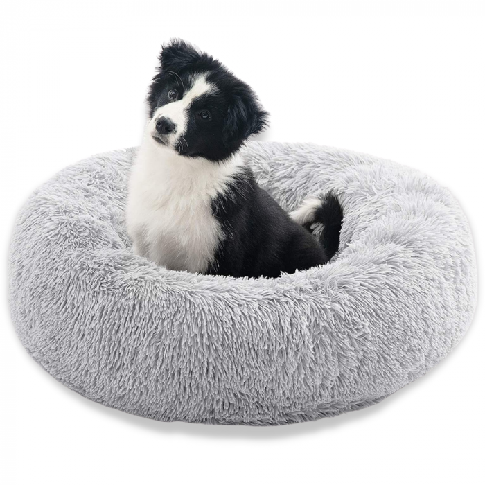 Topmast Fluffy Donut Pet Basket - 100 cm - Silver - XL
