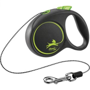 Flexi Retractable Line Black Design - Up to 12 KG - Cord - 5 Meters - Black & Green
