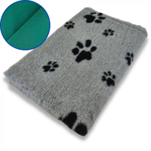 Vet Bed Gray + Paws Green Backing 22mm 100x75cm